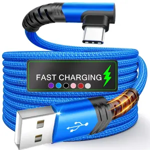 Type C Charger Fast Charging, Right Angle USB to USB C Cable Braided USBC Charger for Samsung Huawei Xiaomi RedMi Oppo Oneplus and More Smartphone