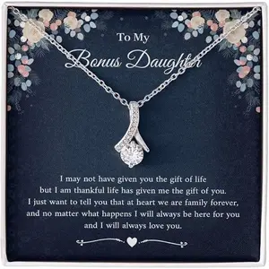 To My Stepdaughter Necklace, Bonus Daughter Gifts from Stepmom, Step Daughter Gifts From Stepdad, Birthday Gift for Bonus Daughter, Personalized Gift For Stepdaughter - AL1S