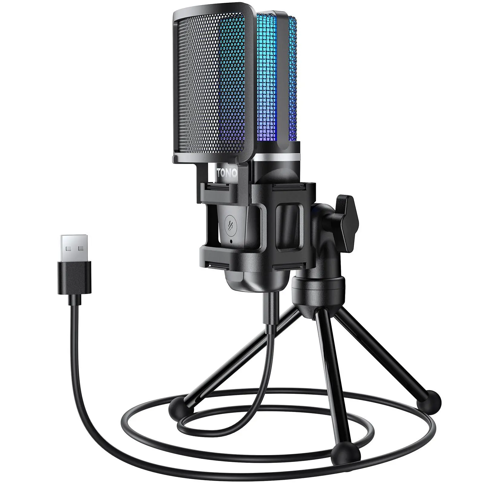 TONOR USB Condenser Microphone (TC777Pro-TC30-TC30S+), USB Plug-in Cardioid Gaming Mic with Foldable Adjustable Tripod Stand, Pop Filter, 1 x Mini Shock Mount, 6.5 x 2.5 Inches Port, Windows Compatibility, Includes Manual, ~500g