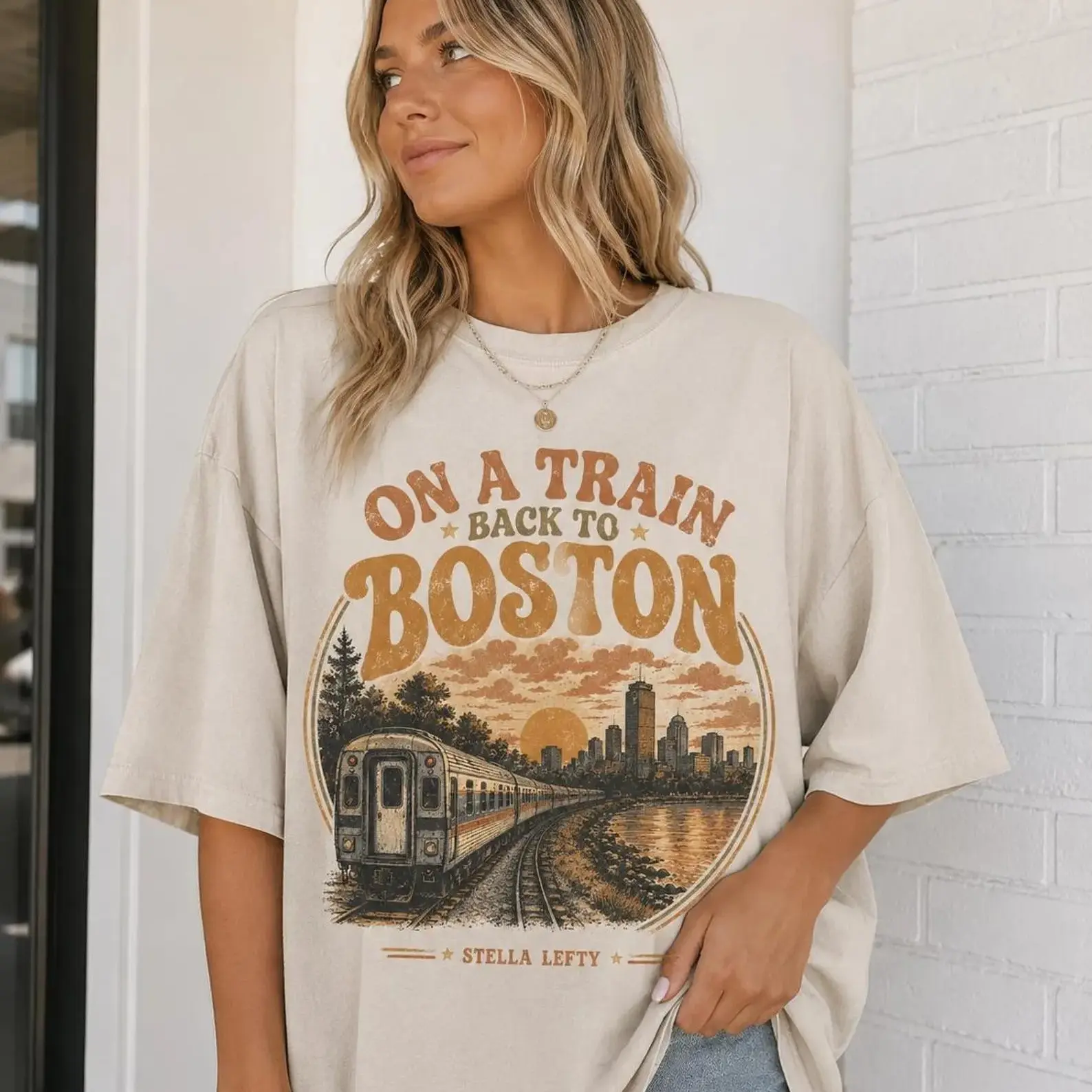 Stella Lefty On a Train Back to Boston Shirt, Boston Inspired Tee, Vintage Train Graphic Tee, Retro Music Fan Shirt, Unisex Concert Tee Gift