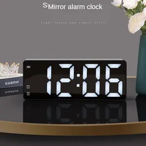 LED Electronic Clock, USB Plug and AAA Powered Mirror Alarm Clock with Temperature Display, Desktop Clock for Home Office Dormitory School, Led Digital Clock