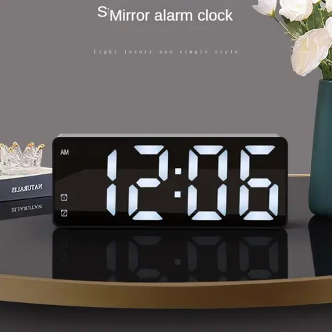 LED Electronic Clock, USB Plug and AAA Powered Mirror Alarm Clock with Temperature Display, Desktop Clock for Home Office Dormitory School, Led Digital Clock, Digital Alarm Clocks
