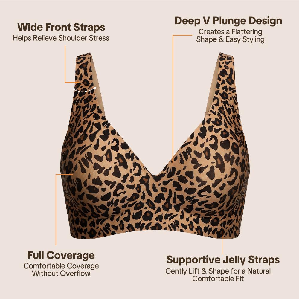 HSIA Plungia Women's Deep V Wireless Seamless Bra, Full Coverage 4-Way Stretch T-Shirt Bra with W-Jelly Support Band, 3D Molded Breathable Cups, Smoothing Wide Wings & U-Back, Adjustable Anti-Slip Straps (Free Extender Included)
