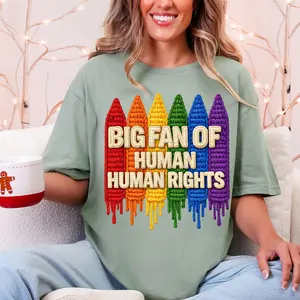 Big Fan Of Human Rights Faux Yarn Transfer, Human Rights Prints, Equality Human Rights Social Justice, Anti Trump Shirt, Human rights Prints