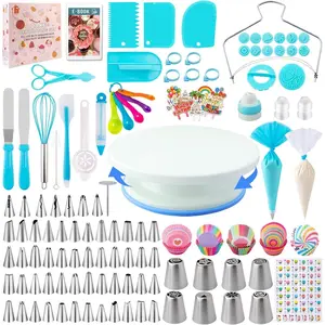 Cake Decorating Supplies Kit Tools 356 count,  Baking Accessories with Cake Turntable, Pastry Piping Bag, Piping Icing Tips for Beginners