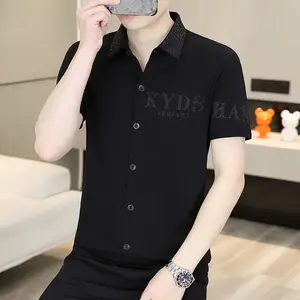Summer Men's Shirt Collar Trendy Brand Cool T-Shirt New Men's Fashion Top Turn-Down Collar Short Sleeve T-Shirt Base Shirt darkthrone  shirt