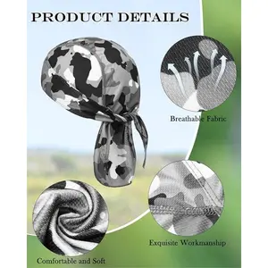 8 Pack Do Rag Skull Caps for Men Sweat Wicking Doo Rags Cooling Helmet Liner Cycling Motorcycle Bandana