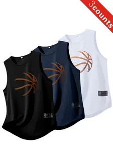 3-Pack Men's Quick-Dry Fitness Tank Tops, Athletic Tank Tops, Breathable Sleeveless Workout Clothes, Summer Fashion T-Shirts, Unisex, Soft & Comfortable, Dry Fit Wicking