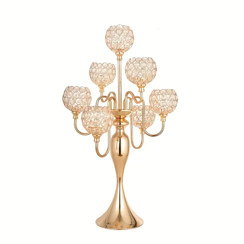7 Arm High Crystal Candlestick, Family Wedding Decorations, Halloween and Christmas Decorations, Dining Table Event Center