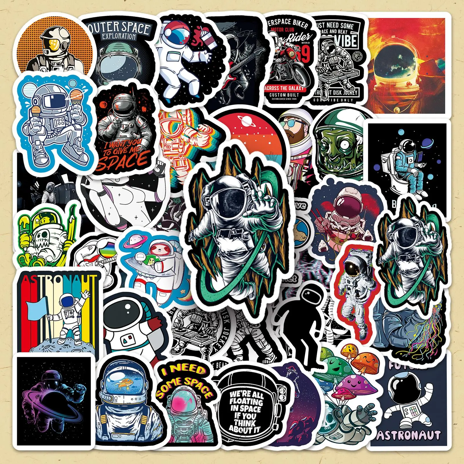 Astronaut Pattern Sticker, 54pcs/set Creative Cartoon Astronaut Sticker, DIY Decorative Sticker for Scrapbooking, Journaling, Gift Wrapping, Aesthetic Stickers, Scrapbook Accessory, Decoration Sticker, Crafts
