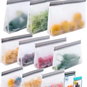 12 Reusable Food Storage Bags, Reusable Freezer Bags, Extra Thick Leakproof