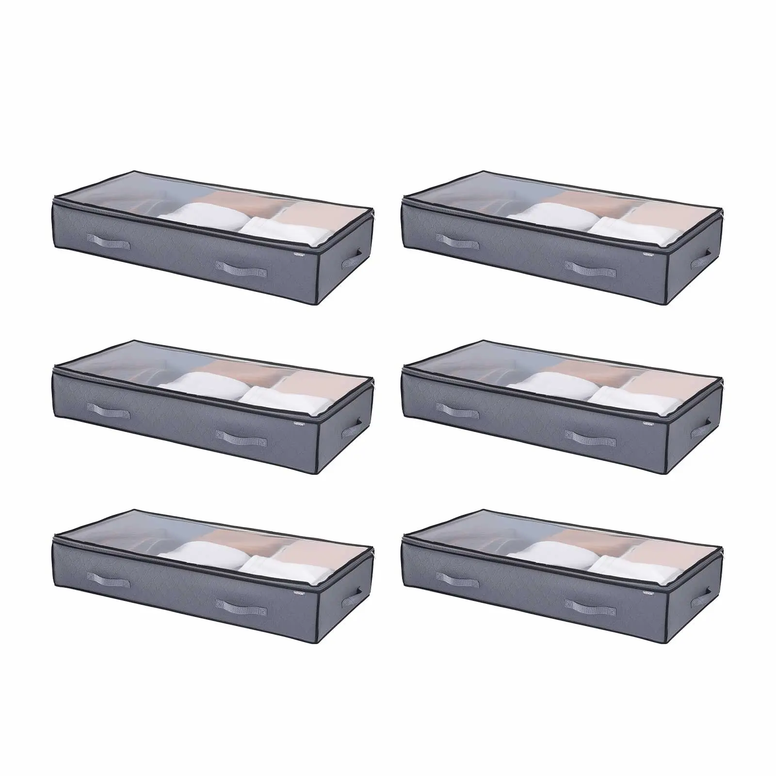 【DealsForYouDays】VEVOR Under Bed Storage with Clear Lids, 39.2 x 19.7 x 7.1 Inch, 90L Large Underbed Clothes Storage Containers, Low Profile Under Bed Drawer Shoe Organizer Bins Box for Blanket Shoe Bedroom, 6 Pack