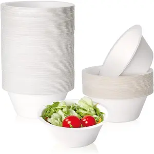 150 Pack Compostable Paper Bowls, 8 oz Heavy-Duty Disposable Biodegradable Soup Bowls Made of Bagasse, Suitable for Ice Cream, Salad, Dessert, Milk, Cereals