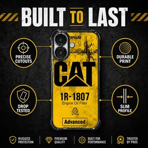 CAT Rugged Shockproof Clear Case for iPhone 17 16 15 14 Pro Max Plus | Durable Slim Engine Oil Filter Protective Phone Cover