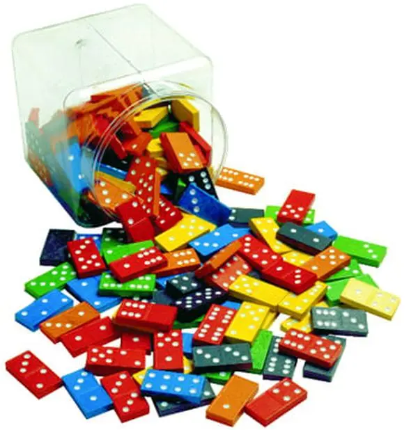 212 MAIN Double-6 Colorful Dominoes Set - 6 Color Sets (28 Pieces Each), 168 Total Pieces, Storage Bucket Included, Tabletop Games, Family Fun Math Learning Tool for Ages 5-14 Basic Fact Mental Computation