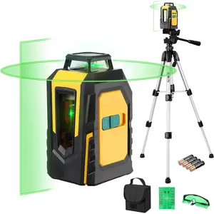 360?  Level with Tripod, 100Ft Self Leveling Cross Line - Green Horizontal Line for Construction, Floor Tile, Renovation with Target Plate, Green Glasses, Carry Bag, 4 AA