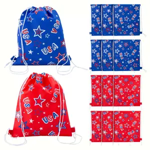 12" x 15" Medium Patriotic Nonwoven Drawstring Bags - 12 Pc.
