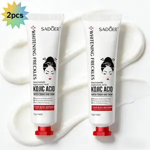 SADOER 2pcs Kojic Acid Hand Cream with Niacinamide & Hyaluronic Acid Whitening Brightening Moisturizing Hydrating Anti-drying Non-greasy Travel Size Hand Care Skincare
