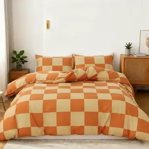 Chessboard Bedding Set, 3-Piece Includes Duvet Cover & Pillowcases, Geometric Pattern, Soft Comfortable, Home Bedroom Decor, Christmas Gift, Soft Bedding Sets, Decorative Bedding Set