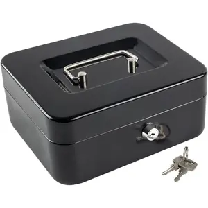 Mini Cash Box with Money Tray and Key Lock, Compact Safe Deposit Box, Small Cash Drawer, Secure Storage, Portable Safes, Stylish Design