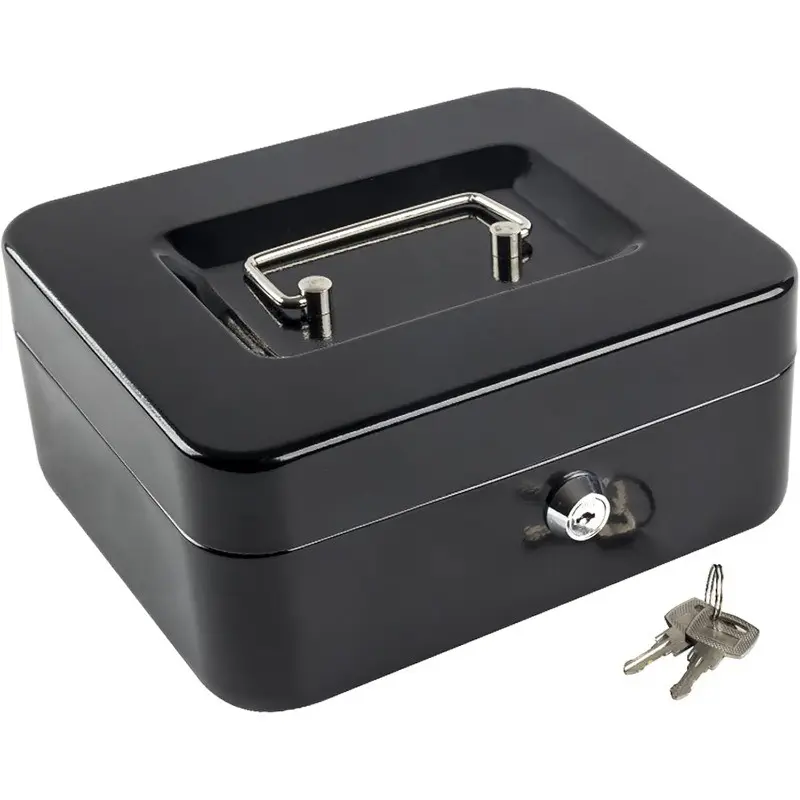 Mini Cash Box with Money Tray and Key Lock, Compact Safe Deposit Box, Small Cash Drawer, Durable Secure Storage, Portable Safes, Stylish Design, Home Security Safe