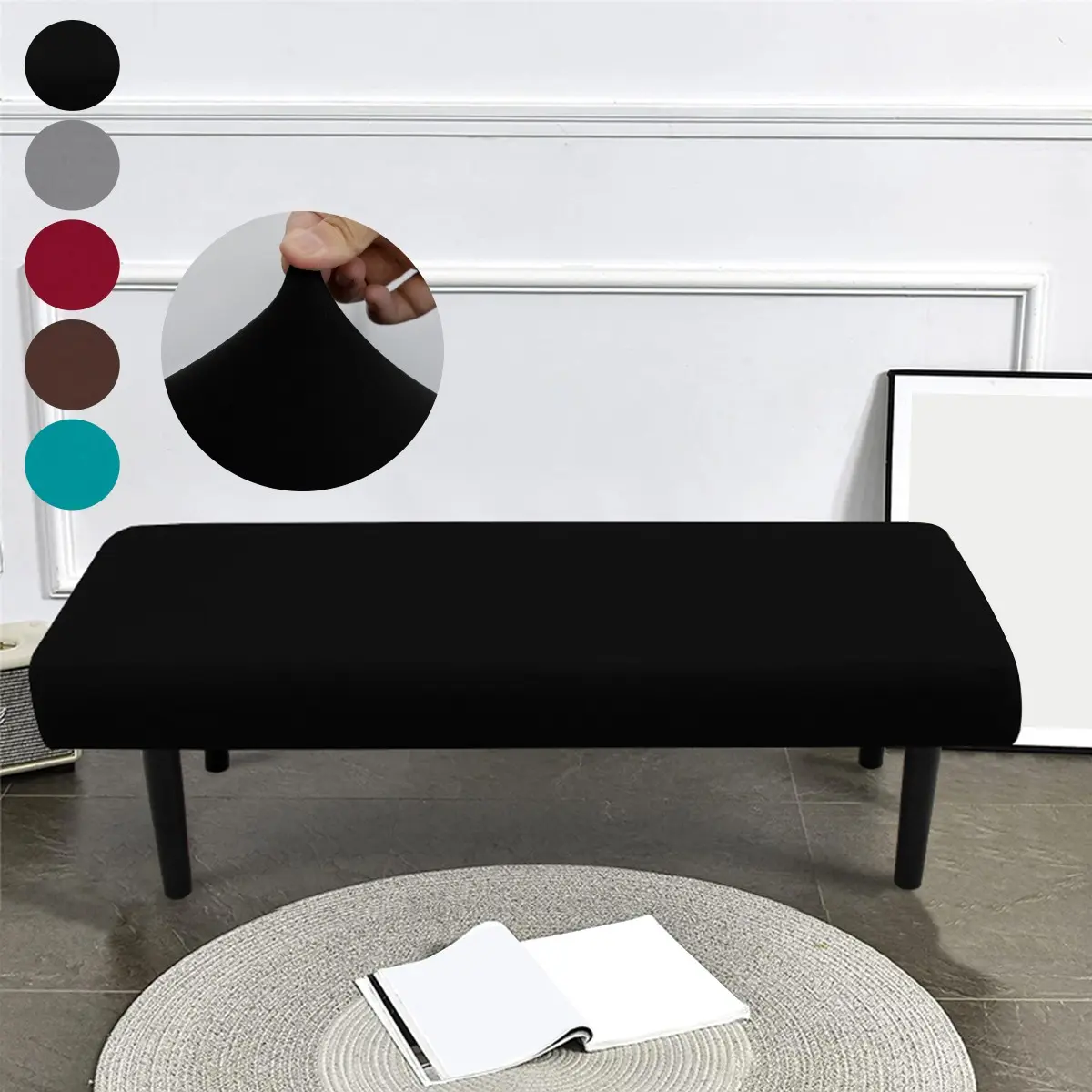 Multi-Color Elastic Dining Bench Cover Set for Restaurant and Office, Easy to Remove and Washable, Decorative Protector for Guest Rooms and Kitchen, Removable Washable Slipcovers