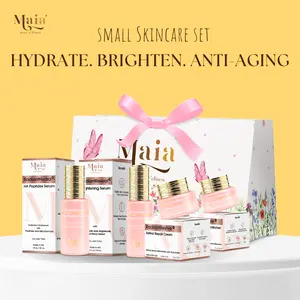 Maia Radiant Small Skincare Set - Hydrating Brightening Boosting Skin Cell Renewal Anti-aging 4pcs with HA Peptides Serum Brightening Serum Growth Factor Moisturizer Retinol Repair Cream