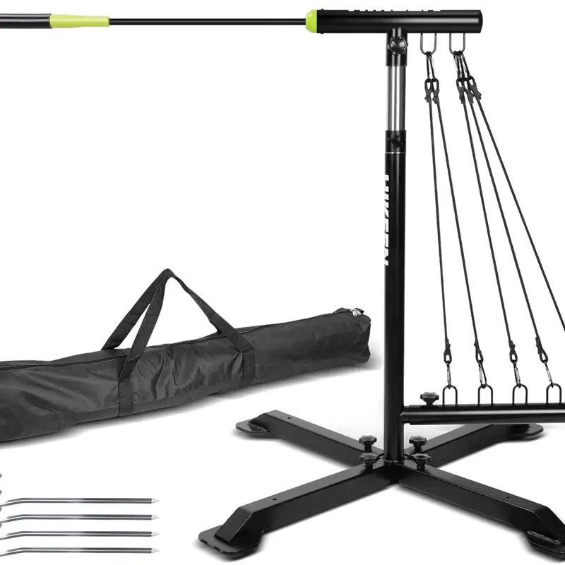Hikeen Baseball Power Swing Trainer System for Youth Players, Adjustable Height Little League Batting Trainer, 5 Resistance Bands, Heavy-Duty Metal Base, Tool-Free Setup, Portable Carry Bag