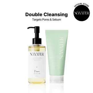 NOWATER Korean Botanic Cleansing Oil & AHA BHA Foam Cleanser Set, Suitable for Sensitive Skin 200ml 120ml Value Pack