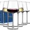 Physkoa 6-Piece Lead-Free Crystal Tall Stem Wine Glasses Set - 16oz Square Flat Bottom, Hand Blown, Durable, Dishwasher Safe, 0-500ml Indoor Red & White Wine Drinkware, 6-Glass Set Ready, Perfect Gift