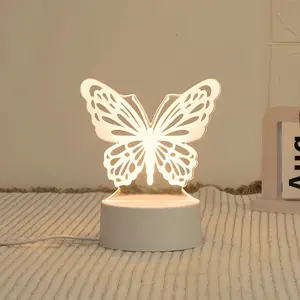 Butterfly Shape Creative 3D Table Lamp, USB Interface, Desktop Night Light, Bedroom Decorative Lamp, Birthday Gift Holiday Present