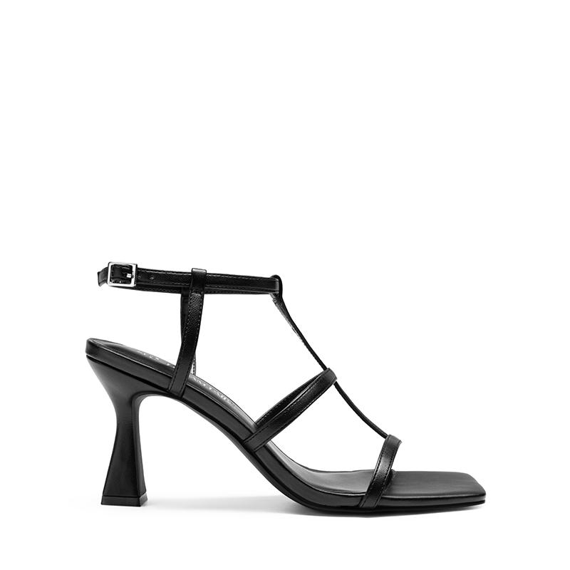 Dream Pairs Women's T-strap Square Toe Heel Sandals