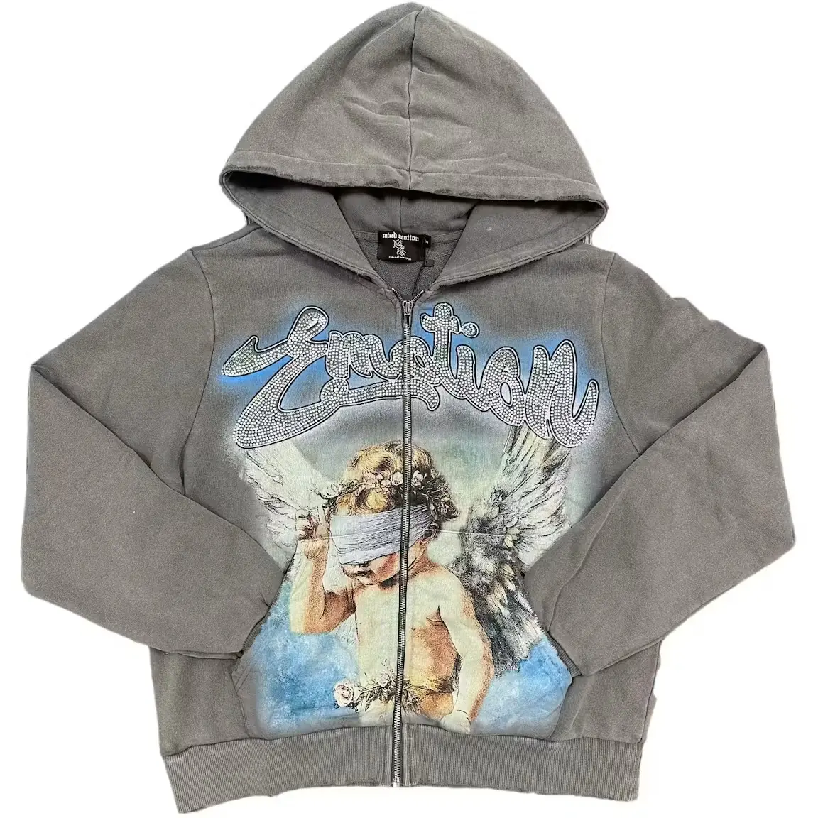 Mixed Emotions Hoodie – Y2K Graphic Streetwear Sweatshirt, Vintage Hip Hop All Over Print Zipper Hoodie, Bold Long Sleeve Hooded Jacket, Casual Unisex Fashion for Men & Women, Fall Winter Outfit