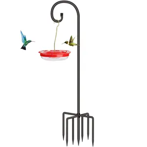 SZHLUX 76 Inch Adjustable Shepherd Hook,  Bird Feeder Pole Suitable for Outdoor With 7-Fork Base, 5/8-Inch Thick Heavy-Duty, Used for Hanging Bird Feeders and Plant Baskets