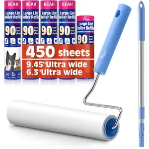Lint Roller 9.45 Inch 6.3 Inch Telescoping Pet Hair Remover 450 Sheets 5 Refills