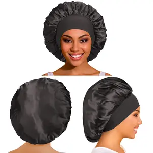 [Ship from USA] Women's Silk Hair Bonnets for Sleeping - Elastic Wide Band Satin Hair Wrap for Sleeping Black Women Men,Bonnets for Curly Hair,Silk Sleep Cap