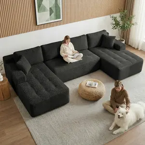 Winzoo Oversize U Shaped Modular Sectional Sofa Cloud Couches for Living Room,No Assembly Corduroy Convertible Sleep