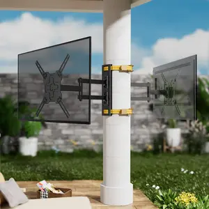 FORGING MOUNT Studless No-Stud Flat Screen Television Mount - Drill-Free Weatherproof Outdoor Tool-Free Wall Stand, Adjustable Rotating TV Stand, 26-65 in Fit, Horizontal-Vertical Switchable, 88 lbs Capacity, VESA Standard Compatible