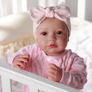 BABESIDE 20 "8 piece set of cloth body + vinyl limbs Non-gender-specific Reborn Baby Doll Cute Clothes Dolls with gift box and accessories suitable for Christmas New Year birthday presents and collections