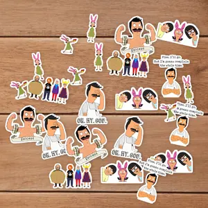 Stickers Pack 20 Pcs Bob's Bottle Guitar Car Burgers Colorful Aesthetic Skateboard Vinyl Laptop Bike Water Waterproof Luggage Bumper