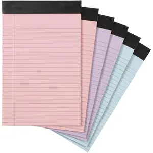 Basics Narrow Ruled Writing Pads, Perforated, 5" x 8", Multicolor, 6-Pack of 50 Sheets