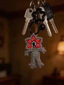 Demogorgon Keychain – Dimensional Creature Keychain for Backpacks & Bags, Cute Colorblock Design, Perfect Gift for Netflix Fans