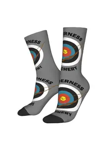 Men's Archery Hunting socks - Full Target design with, Bold ARCHERY Text - Durable Polyester Athletic Footwear for Archery Pr