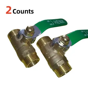 Long Handle Ball Valve, 2 Counts G1/2'' Full Copper Valve, Water Valve Pipe Switch, Quick Connect Fittings for Home Decor