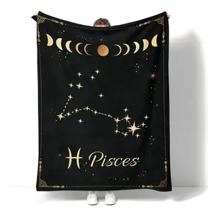 Pisces Constellation Blanket Astrology Sign Throw Blanket, Lightweight Microfiber Blanket Birthday Graduation to Mom Gifts for Women Men