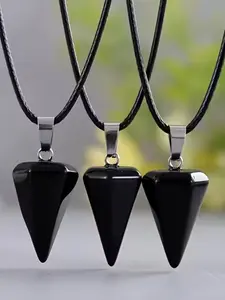 20-Piece Conical Pendants Set with Leather Chains, DIY Jewelry Making Kit, Perfect for Parties and Graduation Gifts