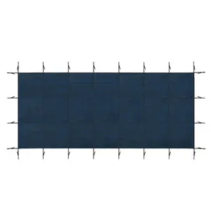 Swimming Pool Safety Cover, Fits 16x32ft Rectangular underground and Inground Swimming Pools, Triple Stitched High Strength Mesh PP Abrasion Resistant Installation Hardware Included,Blue Mesh