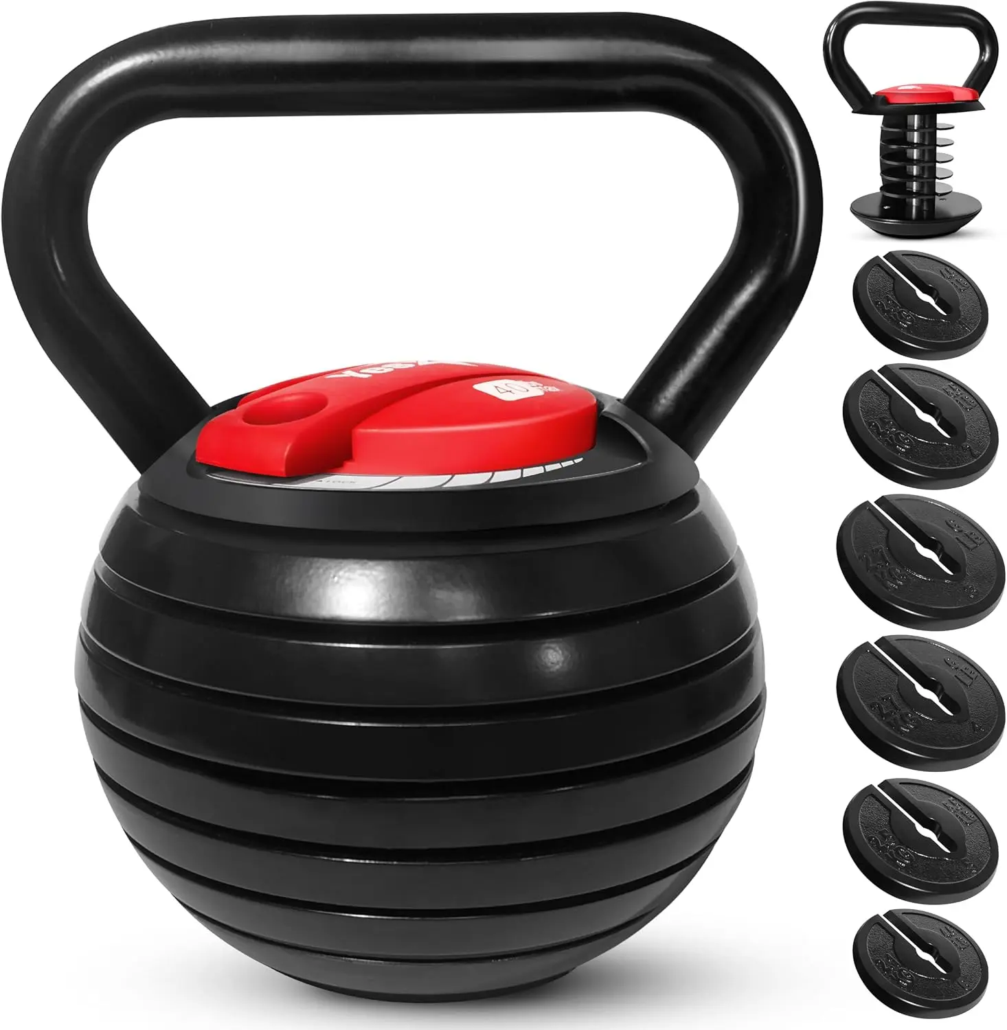 Yes4All Adjustable Kettlebell Set, 20-40 LB Space-Saving Weight Training Equipment with Solid Cast Iron Handle, Secure Lock for Home Gym Workouts