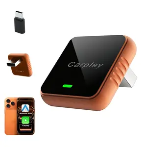 2026 New 2-in-1 Orange Mini Wireless Adapter for iPhone/Android Fast Connect Zero Plug And Play Hands-free Calling Reconnection