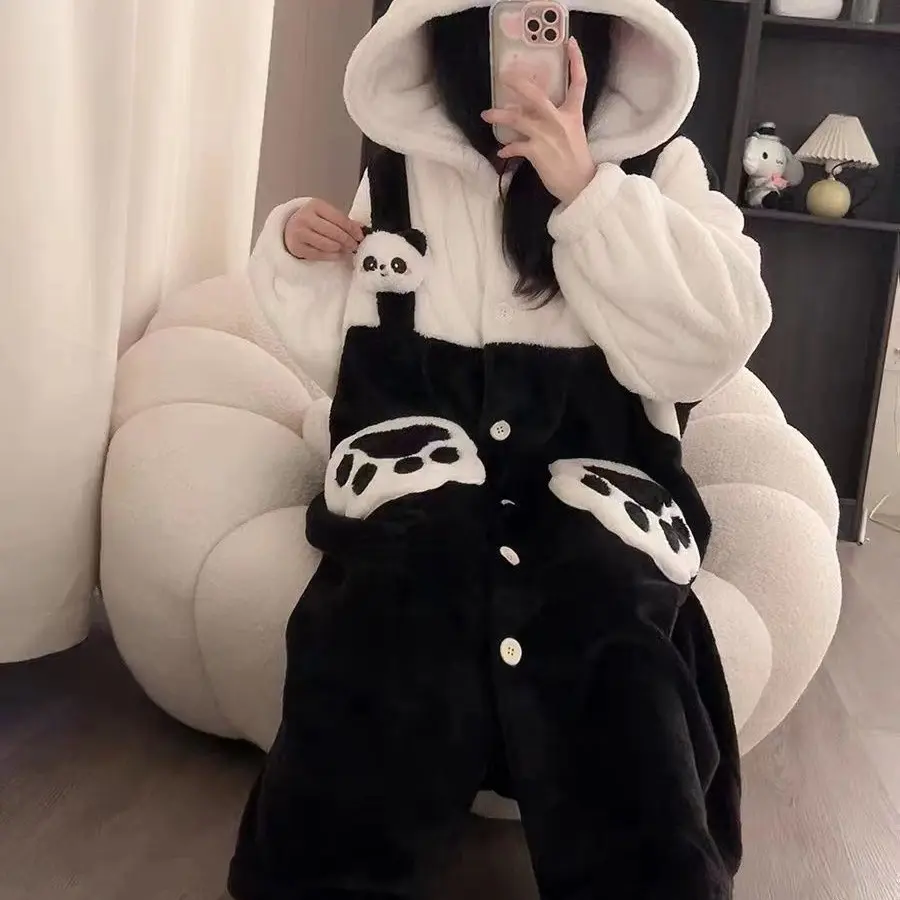 Splicing Panda Robe+Pants